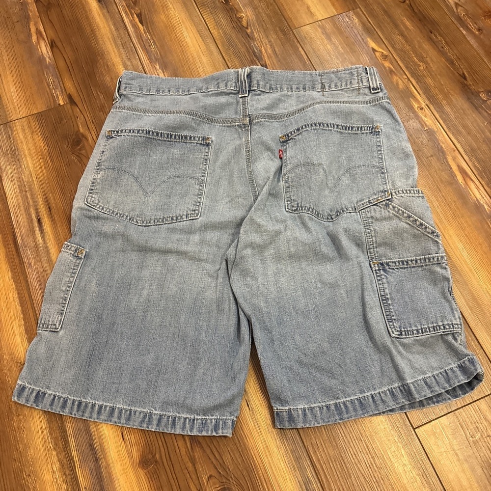 Vtg Y2K Levi's Baggy Wide Carpenter Jorts Hip Hop Mens 38 11" Denim Shorts HOLE‎